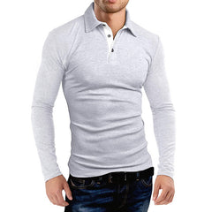 Men's Long Sleeve Lapel Polo Shirt