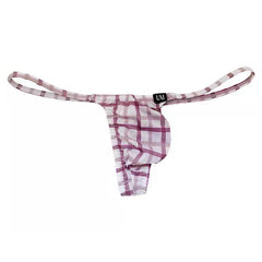 Men's Ice Silk Print Striped Low Waist Thong