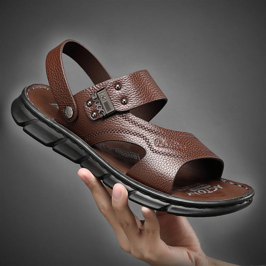 Men's Fashion Leather Beach Casual Slippers