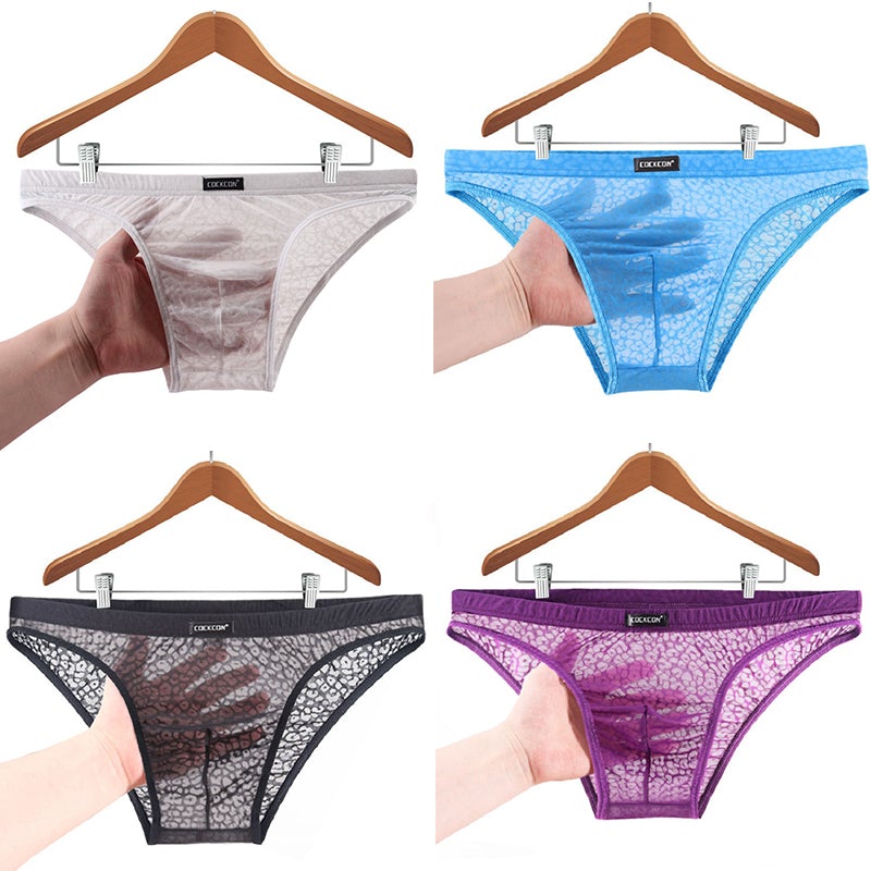 Men's lace transparent sexy briefs