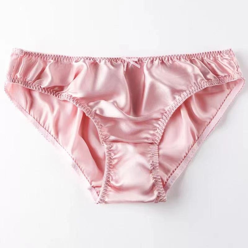 Men's Silk Simple Solid Color Panties -  