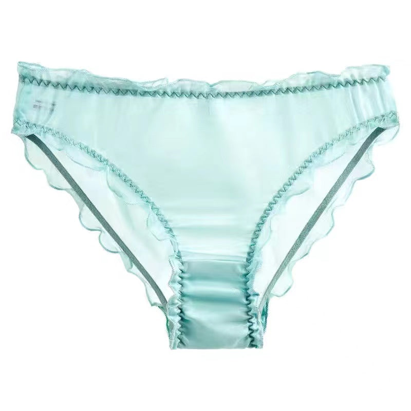 Men's Ruffled Silk Transparent Briefs -  Fashion Men's Panties