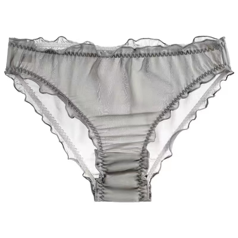 Men's Ruffled Silk Transparent Briefs -  Fashion Men's Panties