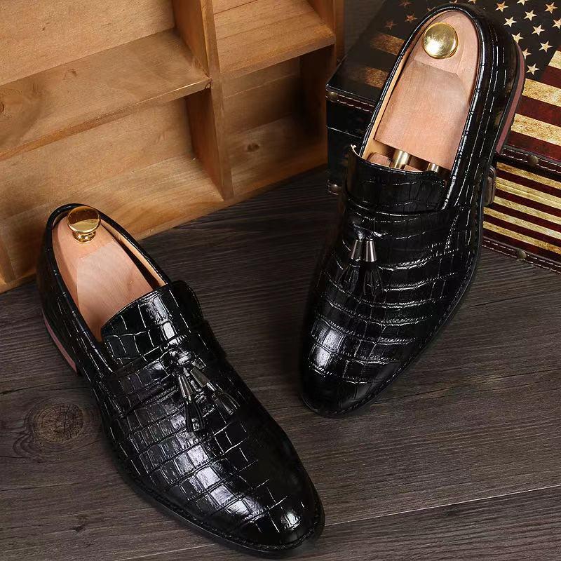 Men's Fashion Crocodile Pattern Leather Shoes