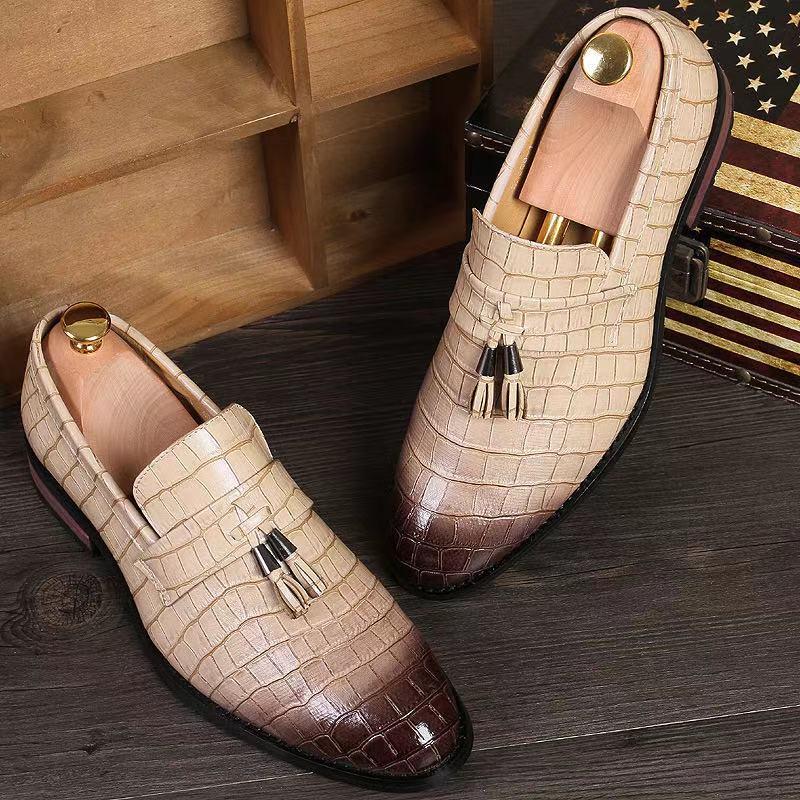 Men's Fashion Crocodile Pattern Leather Shoes