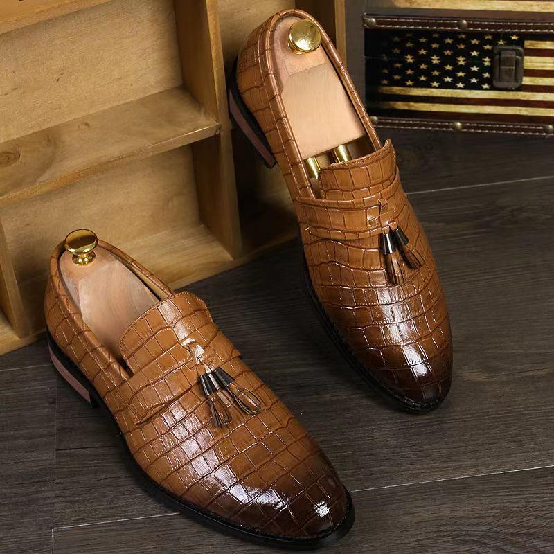 Men's Fashion Crocodile Pattern Leather Shoes