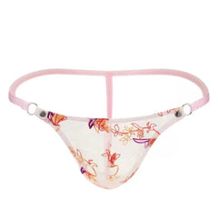 Men's Sexy Lace Embroidered Pink Panties