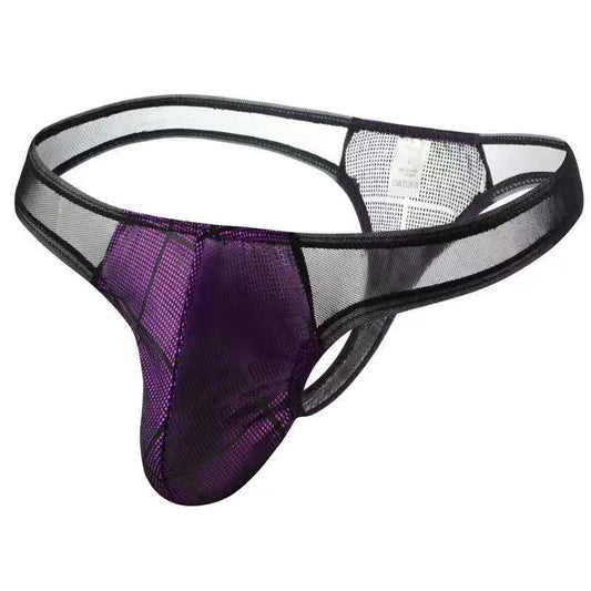 Men's Low-Rise Mesh Stitching Thong