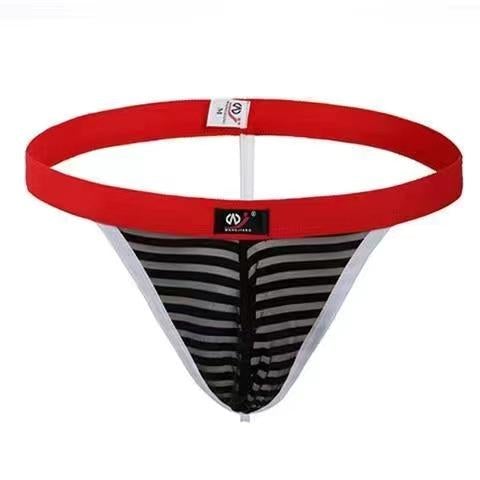 Fashion Striped Mesh Thong