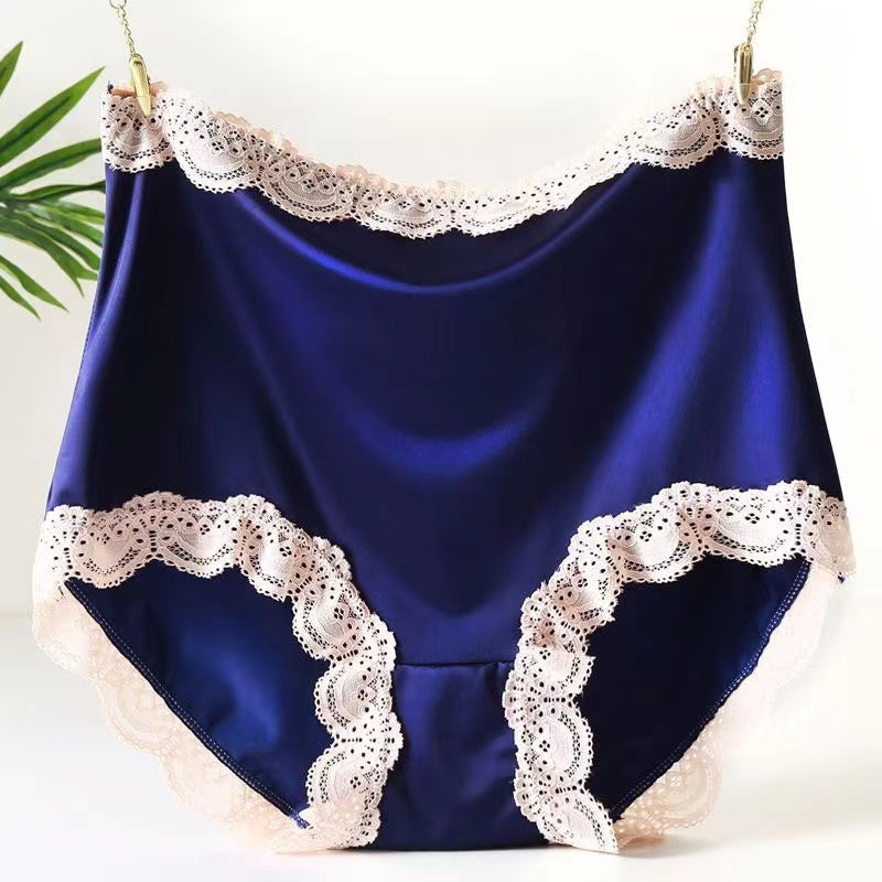 Ladies Pure Cotton High Waist Large Size Ice Silk Panties