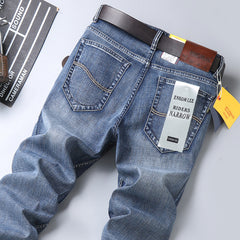 Straight-leg casual stretch-denim jeans
