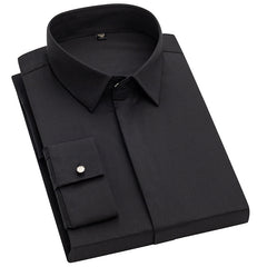 Men's Solid Color Hidden Button Slim Shirt