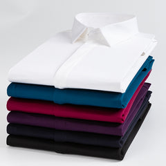 Men's Solid Color Hidden Button Slim Shirt