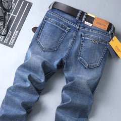 Straight-leg casual stretch-denim jeans