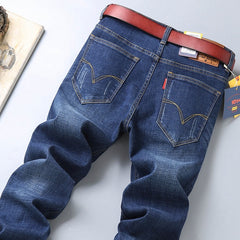 Straight-leg casual stretch-denim jeans