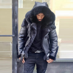 Men's Pu Hooded Coat