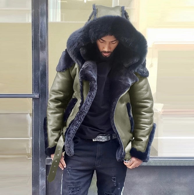 Men's Pu Hooded Coat