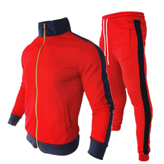 Men's Color Matching Stand Collar Casual Suit