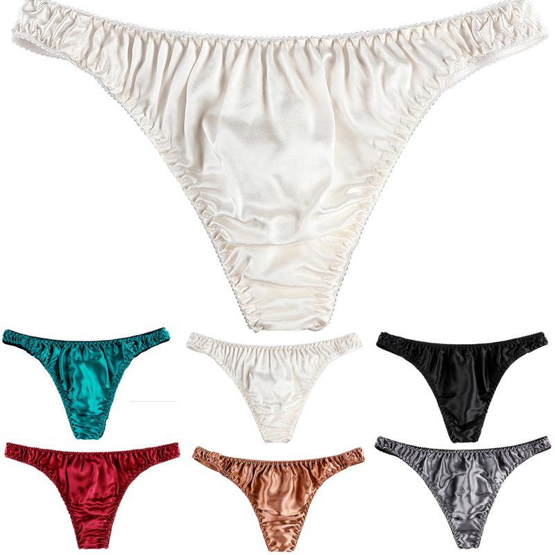 Men's Sexy Shiny Silk Solid Color Panties