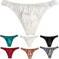 Men's Sexy Shiny Silk Solid Color Panties