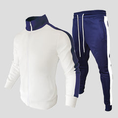 Men's Color Matching Stand Collar Casual Suit