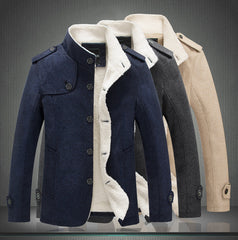 Men's Stand Collar Fleece Casual Jacket
