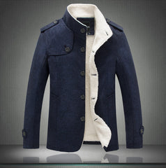Men's Stand Collar Fleece Casual Jacket