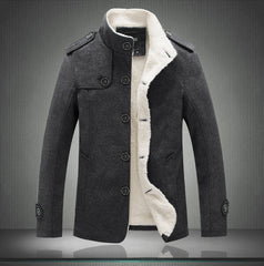 Men's Stand Collar Fleece Casual Jacket