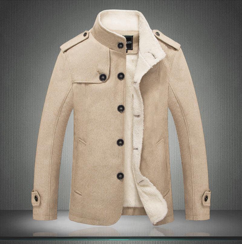 Men's Stand Collar Fleece Casual Jacket