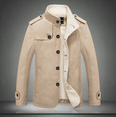 Men's Stand Collar Fleece Casual Jacket