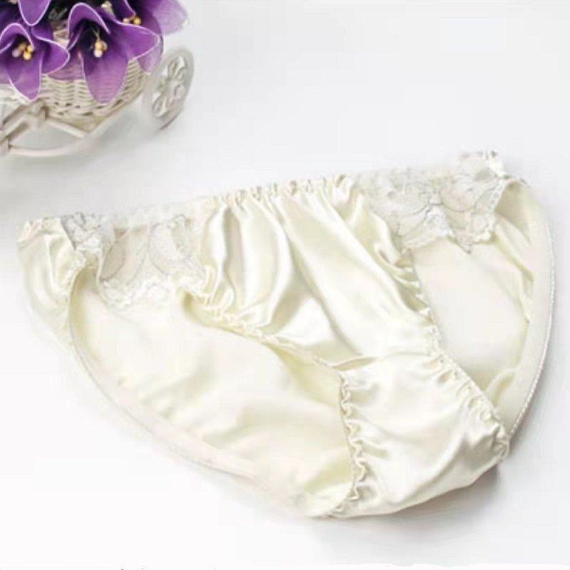 100% Silk Sexy Lace Trim Panties -  