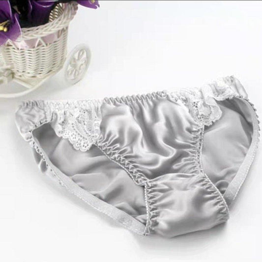 100% Silk Sexy Lace Trim Panties -  