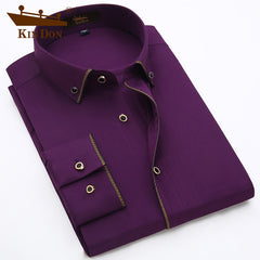 Solid Color Non-ironing Gold Edge Business Casual Shirt