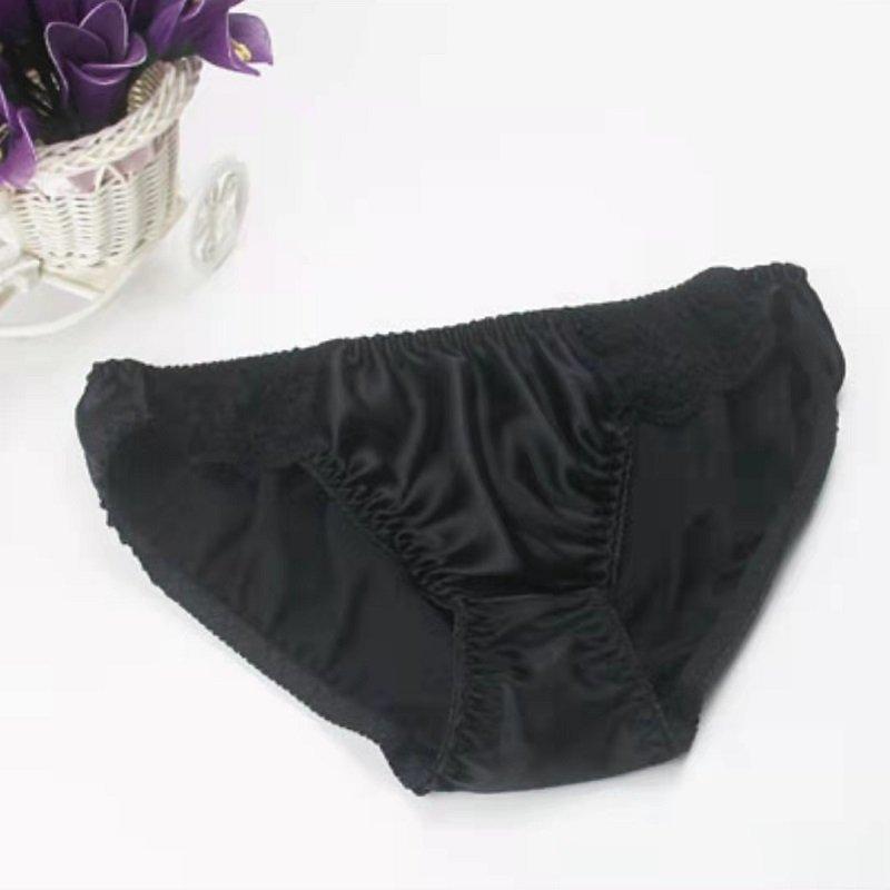 100% Silk Sexy Lace Trim Panties -  