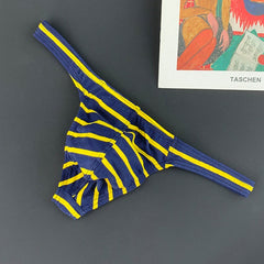 Men low waist cotton striped sexy thong