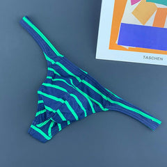 Men low waist cotton striped sexy thong