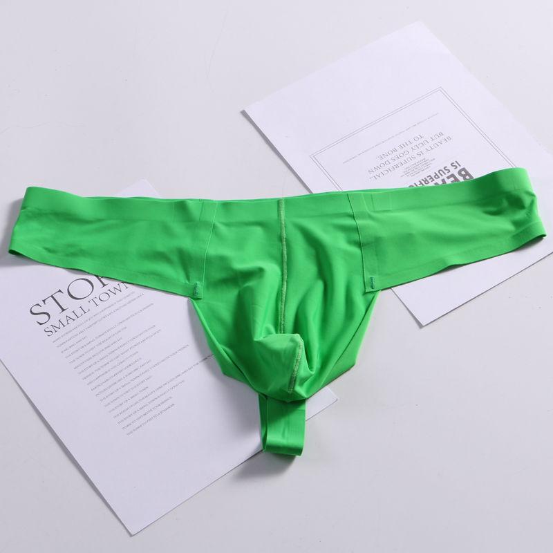 Mens Sexy Thongs Seamless Ice Silk Bikini Briefs