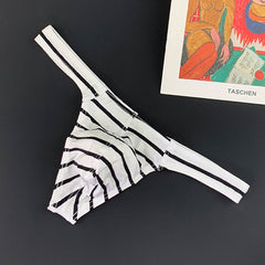 Men low waist cotton striped sexy thong