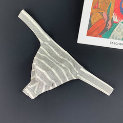 Men low waist cotton striped sexy thong