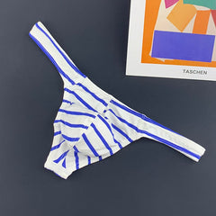 Men low waist cotton striped sexy thong