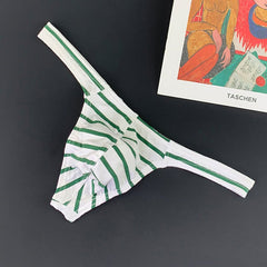 Men low waist cotton striped sexy thong