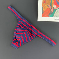 Men low waist cotton striped sexy thong