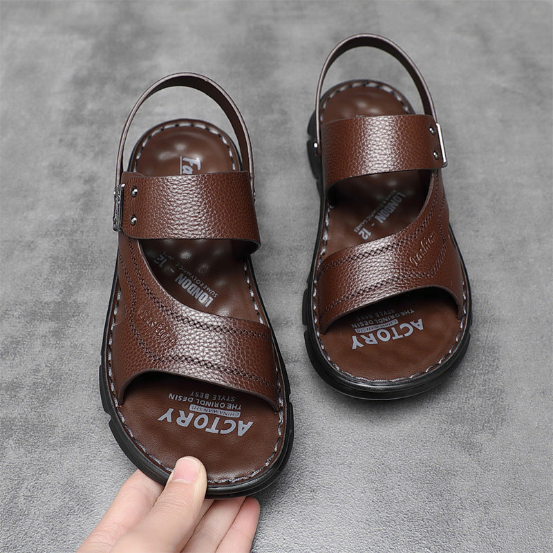 Men's Fashion Leather Beach Casual Slippers