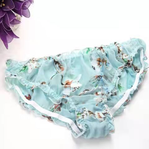 Ruffled mulberry silk sheer panties