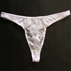 Lace Ice Silk Stitching Sexy Thong -  Fashion Men's Panties