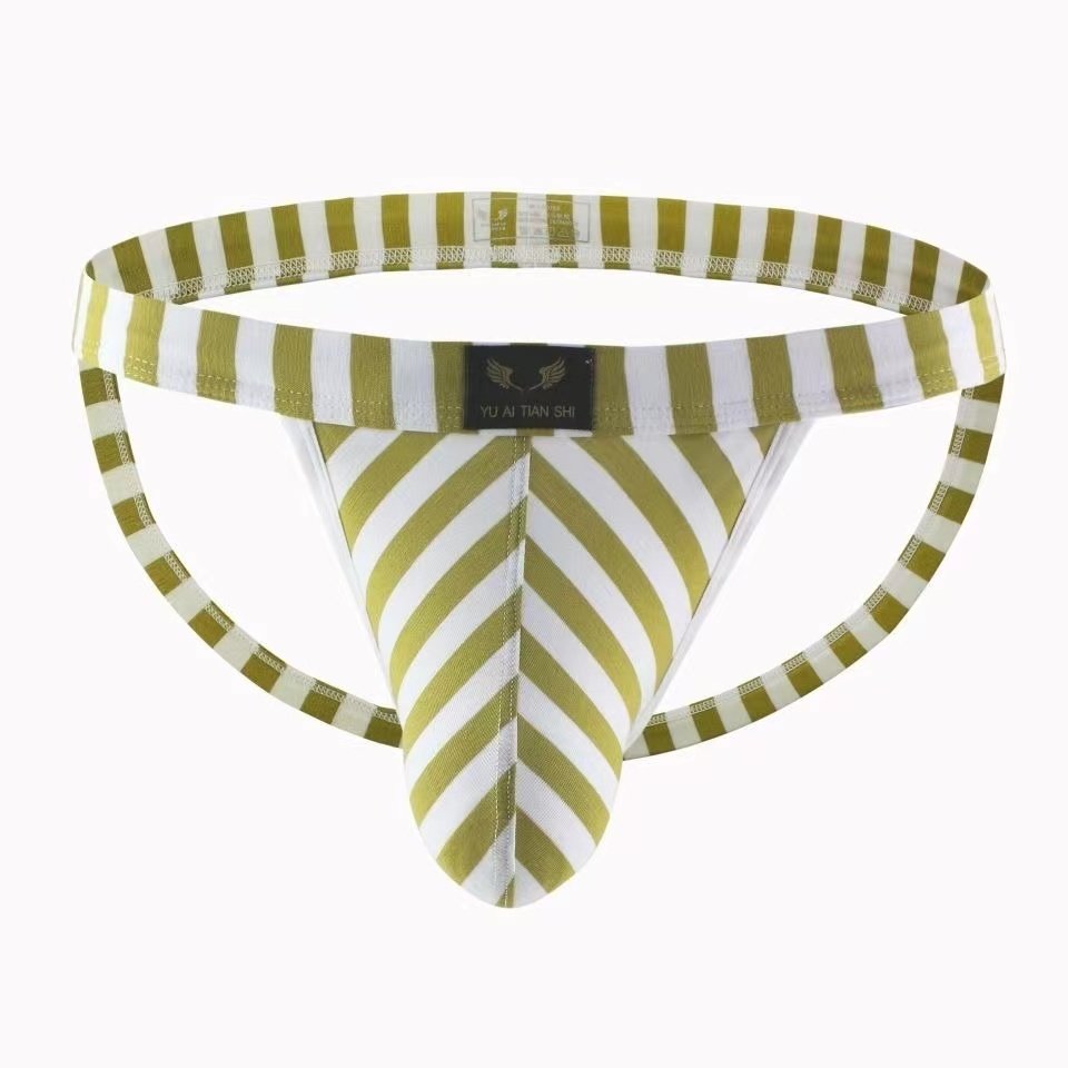 Men's Striped Bikini Thong -  