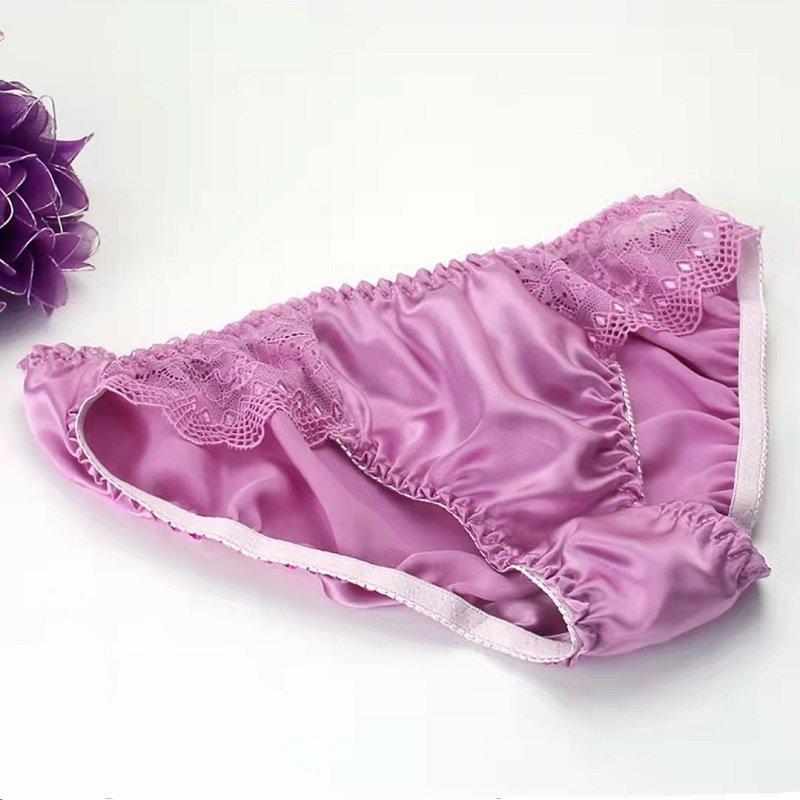 100% Silk Sexy Lace Trim Panties -  