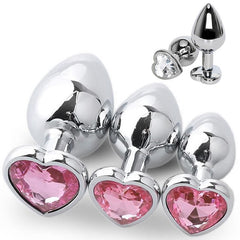 Anal Plug Heart Stainless Steel Crystal Anal Plug Removable Butt Plug