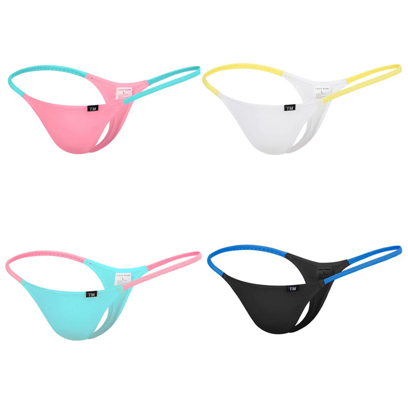 Men's Ice Silk Contrast Color Thong -  Fashion Men's Panties