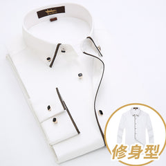 Solid Color Non-ironing Gold Edge Business Casual Shirt